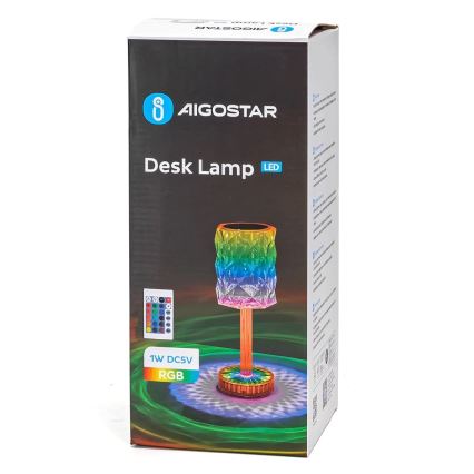 Aigostar - LED RGB Prigušiva punjiva stolna lampa LED/1W/5V 1800mAh 26 cm + daljinski upravljač