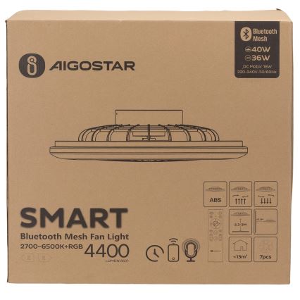 Aigostar - LED RGB Prigušiva stropna svjetiljka s ventilatorom MESH LED/40W/230V 2700-6500K bijela + daljinski upravljač