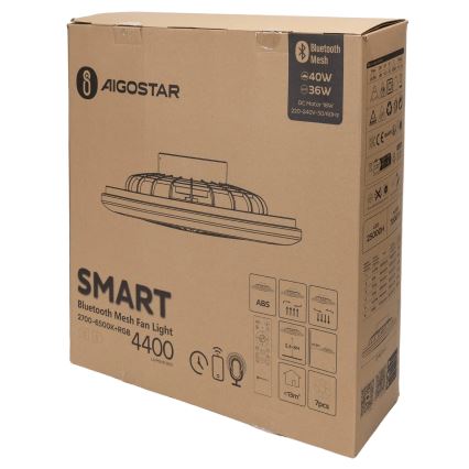 Aigostar - LED RGB Prigušiva stropna svjetiljka s ventilatorom MESH LED/40W/230V 2700-6500K bijela + daljinski upravljač