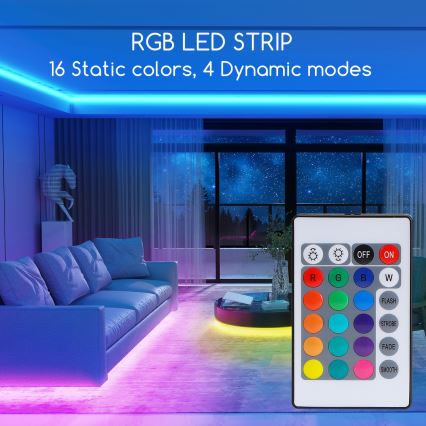 Aigostar - LED RGB Prigušiva traka 3m LED/24W/12/230V IP65 + daljinski upravljač