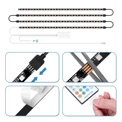 Aigostar - LED RGB Pametna prigušiva traka 4x0,5m LED/4,5W/5V Wi-Fi + daljinski upravljač
