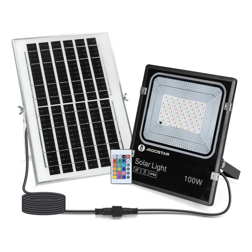 Aigostar - LED RGB Prigušivi solarni reflektor LED/100W/3,2V IP66 + daljinski upravljač