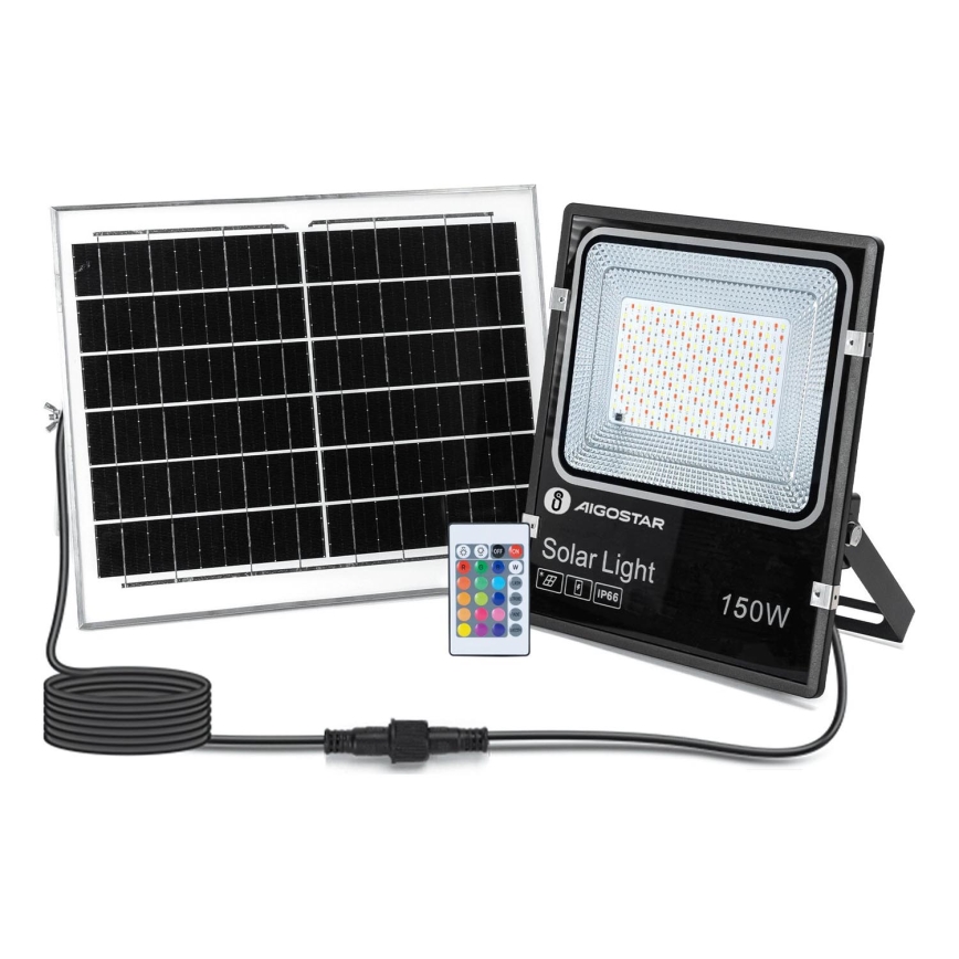 Aigostar - LED RGB Prigušivi solarni reflektor LED/150W/3,2V IP66 12000 mAh + daljinski upravljač