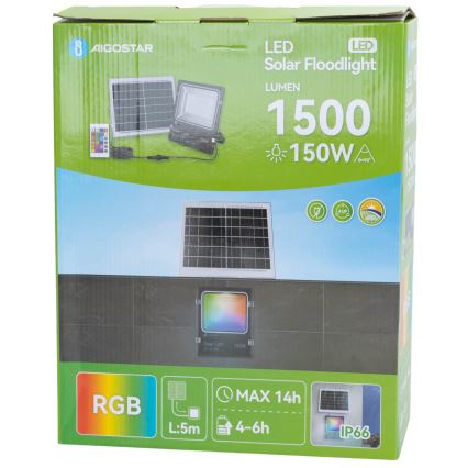 Aigostar - LED RGB Prigušivi solarni reflektor LED/150W/3,2V IP66 12000 mAh + daljinski upravljač