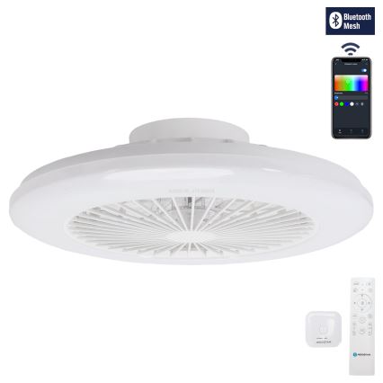 Aigostar - LED RGBW Prigušiva stropna svjetiljka s ventilatorom LED/40W/230V 2700-6500K pr. 48,5 cm bijela + daljinski upravljač