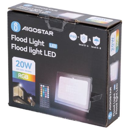 Aigostar - LED RGB prigušivi reflektor LED/10W/230V IP65 + daljinski upravljač