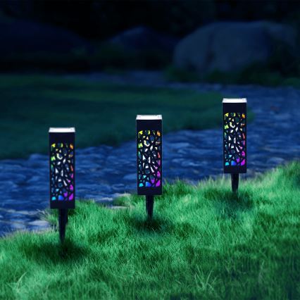 Aigostar - LED RGB Solarna lampa LED/0,006W/1,2V 28,5cm crna  IP44 100 mAh