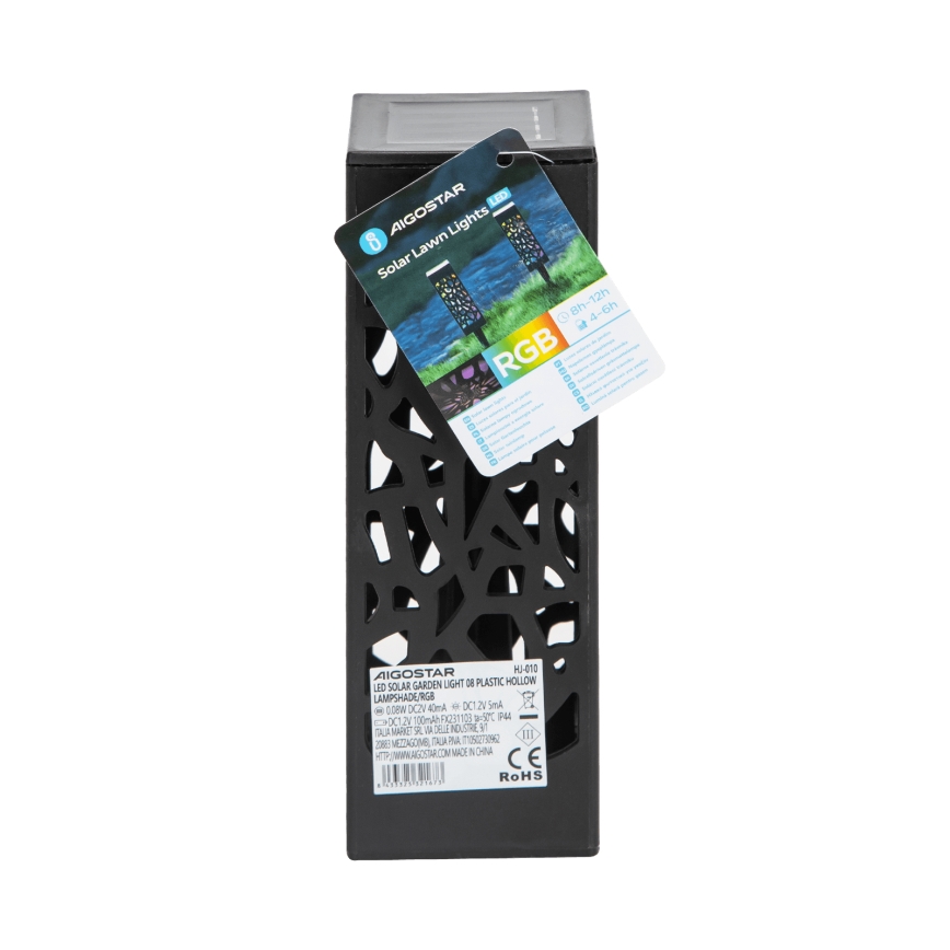 Aigostar - LED RGB Solarna lampa LED/0,006W/1,2V 28,5cm crna  IP44 100 mAh