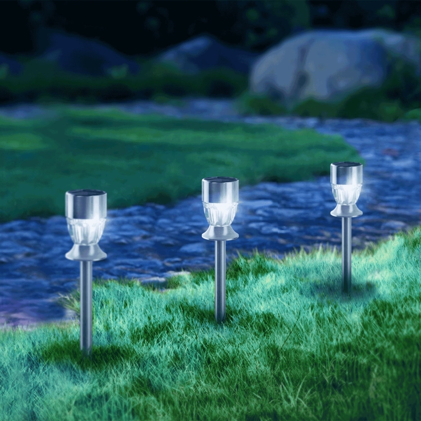 Aigostar - LED RGB Solarna lampa LED/0,006W/1,2V 35,5 cm 100 mAh mat krom IP44
