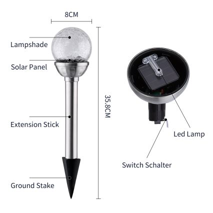 Aigostar - LED RGB solarna svjetiljka LED/0,08W/2V IP44 200 mAh