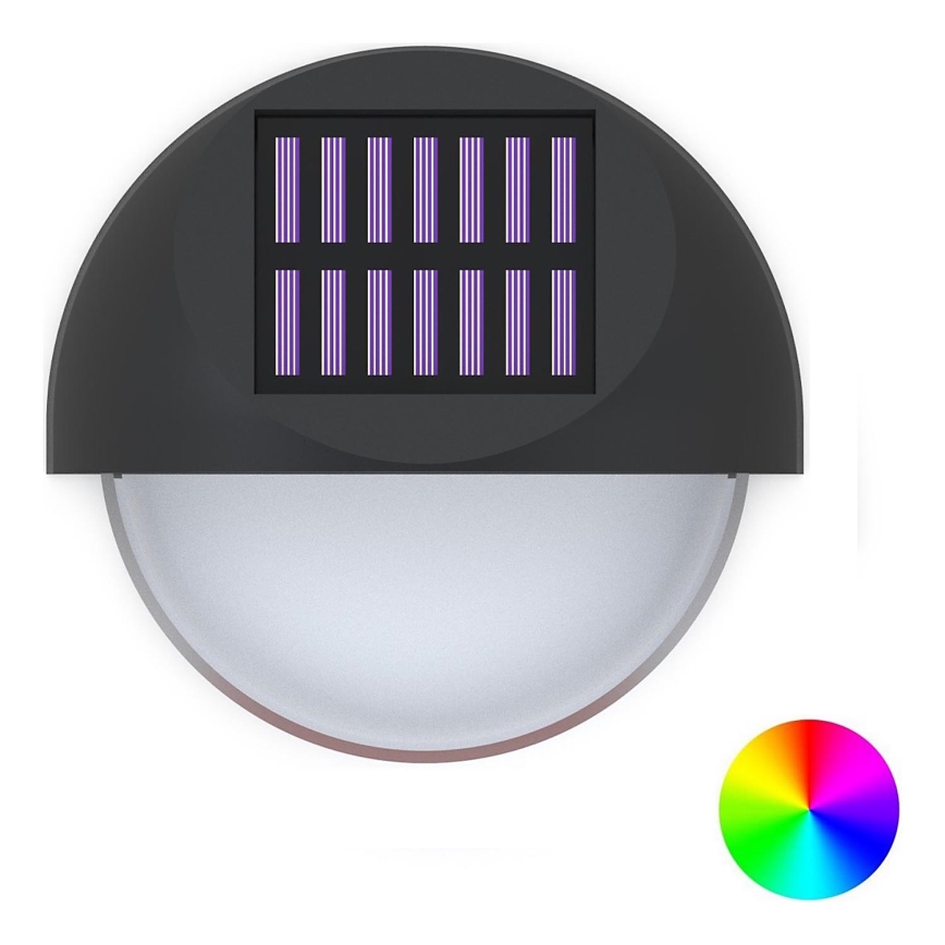 Aigostar - LED RGB Solarna zidna svjetiljka LED/1W/1,2V crna IP44 200 mAh