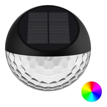 Aigostar - LED RGB Solarna zidna svjetiljka LED/2W/1,2V crna IP44