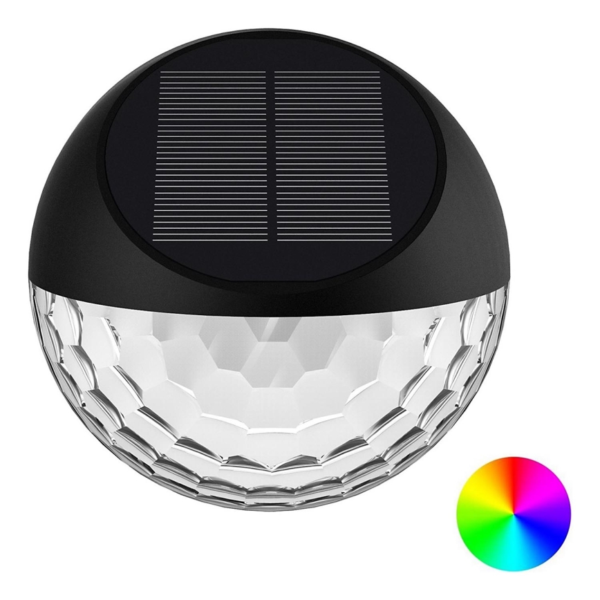 Aigostar - LED RGB Solarna zidna svjetiljka LED/2W/1,2V crna IP44