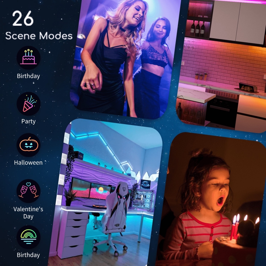 Aigostar - LED RGB prigušivačka traka 6,5m LED/16,5W/12/230V 3000K Wi-Fi