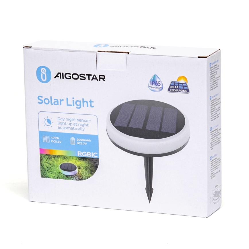 Aigostar - LED RGBIC Solarna svjetiljka LED/0,6W/3,7V IP65 2000 mAh