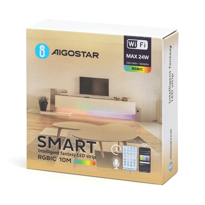 Aigostar - LED RGBIC Prigušiva traka 10 m LED/24W/24V + daljinsko upravljanje Wi-Fi