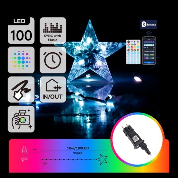 Aigostar - LED RGBICW pametni vanjski božićni niz MESH 100xLED 10m IP44 + daljinski upravljač