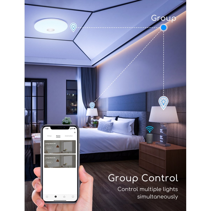 Aigostar - LED RGBW Prigušiva stropna svjetiljka 18W/230V pr. 34 cm Wi-Fi