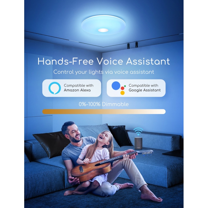 Aigostar - LED RGBW Prigušiva stropna svjetiljka 18W/230V pr. 34 cm Wi-Fi