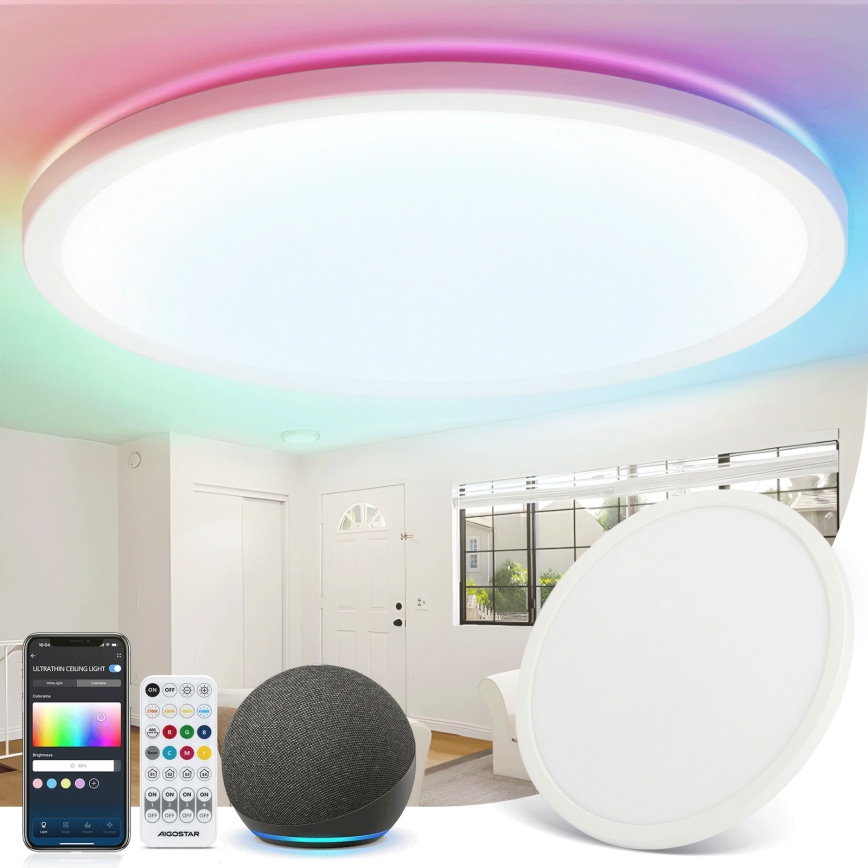 Aigostar - LED RGBW Prigušiva stropna svjetiljka MESH LED/24W/230V 3000-6500K bijela + daljinski upravljač