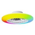 Aigostar - LED RGBW Prigušiva stropna svjetiljka s ventilatorom LED/40W/230V 2700-6500K pr. 48,5 cm bijela + daljinski upravljač