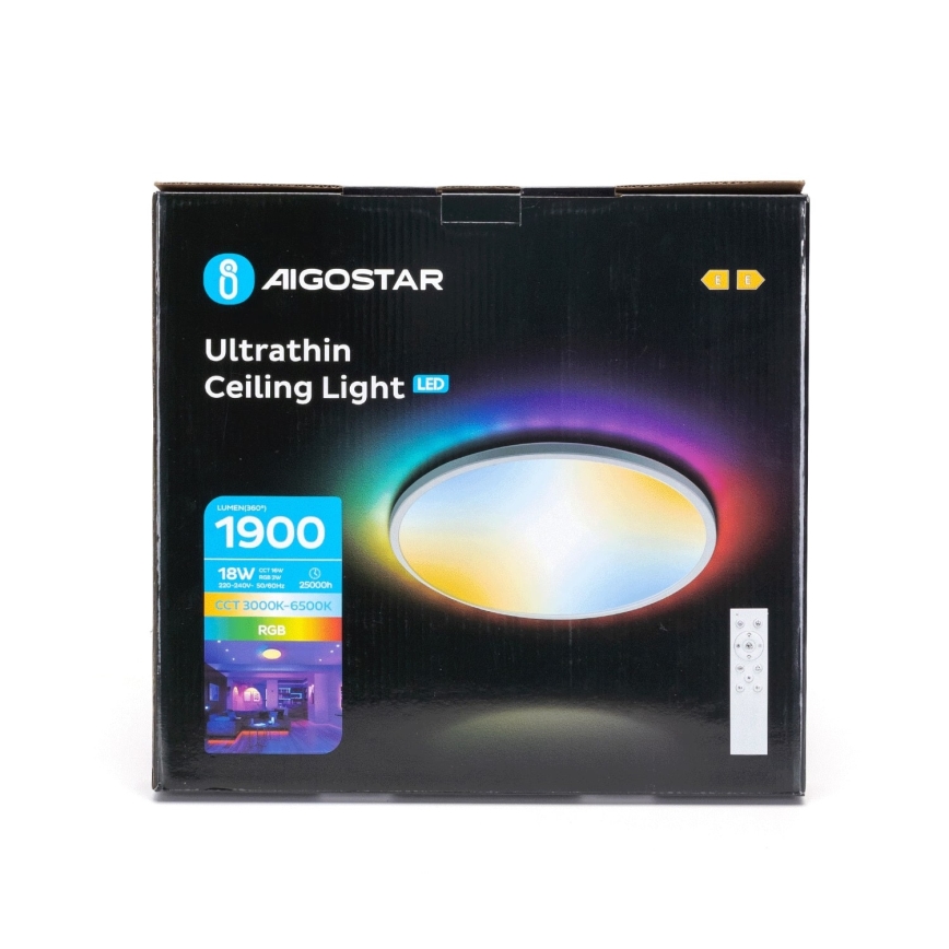 Aigostar - LED RGBW Prigušiva stropna svjetiljka za kupaonicu LED/18W/230V 3000-6500K pr. 30 cm IP44 + daljinski upravljač