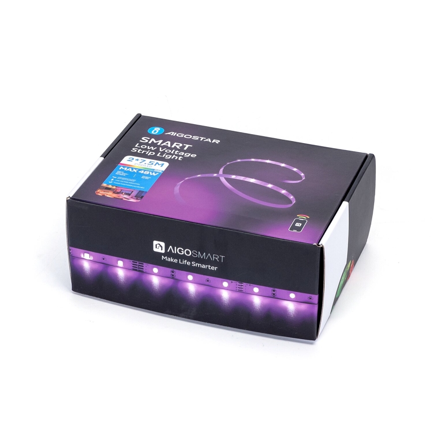 Aigostar - LED RGBW Prigušiva traka LED/48W/12V 2x7,5 m Wi-Fi