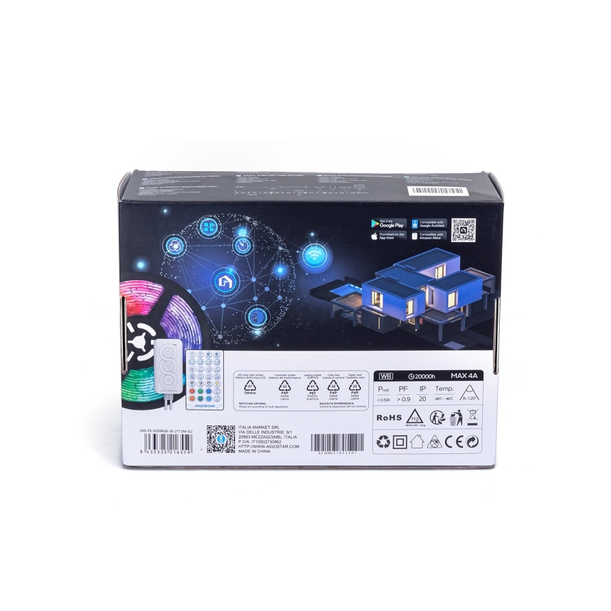 Aigostar - LED RGBW Prigušiva traka LED/48W/12V 2x7,5 m Wi-Fi
