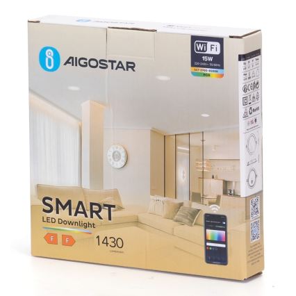 Aigostar - LED RGBW Prigušiva ugradbena svjetiljka LED/15W/230V 2700-6500K pr. 17,5 cm Wi-Fi