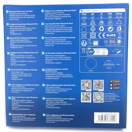 Aigostar - LED RGBW Prigušiva zidna svjetiljka MESH Smart LED/12W/230V 2700-6500K crna + daljinski upravljač