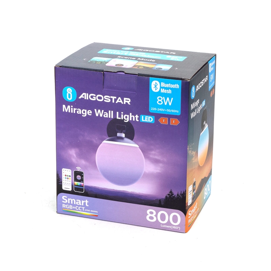 Aigostar - LED RGBW Prigušiva zidna svjetiljka MESH Smart LED/8W/230V + daljinski upravljač