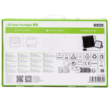 Aigostar - LED RGBW Prigušivi solarni reflektor LED/150W/3,4V IP66 + daljinski upravljač