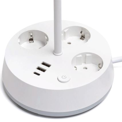 Aigostar - LED RGBW Prilagodiva stolna lampa s utičnicama i USB LED/4,6W/230V 3000/4000/6500K bijela