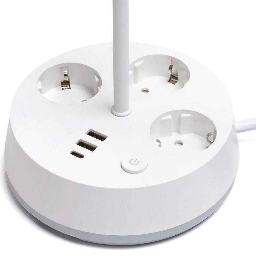 Aigostar - LED RGBW Prilagodiva stolna lampa s utičnicama i USB LED/4,6W/230V 3000/4000/6500K bijela