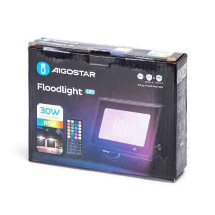 Aigostar - LED RGBW prigušivi reflektor 30 W, 230 V, IP65 + daljinski upravljač