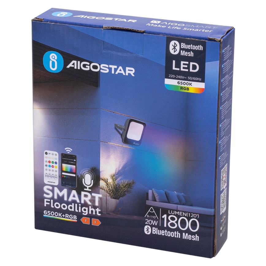 Aigostar - LED RGBW Prigušivi reflektor MESH Smart LED/20W/230V 6500K IP65 + daljinski upravljač