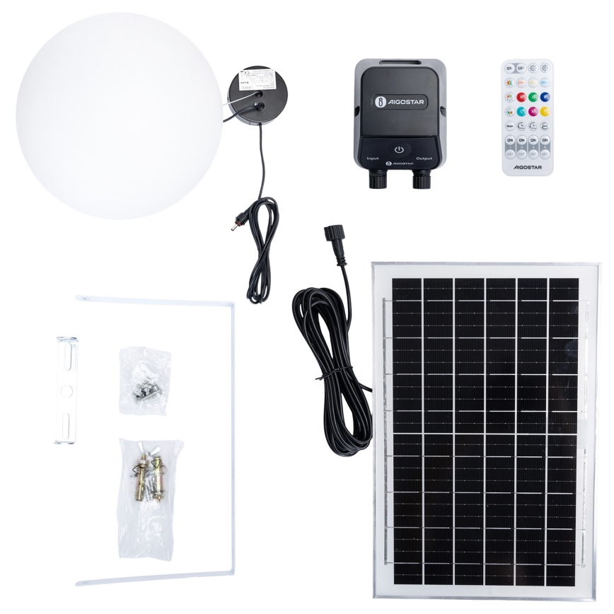 Aigostar - LED RGBW solarni luster s mogućnošću prigušivanja MESH LED/5W/3,7V 8000 mAh 2700K-6500K IP65 Ø 30 cm