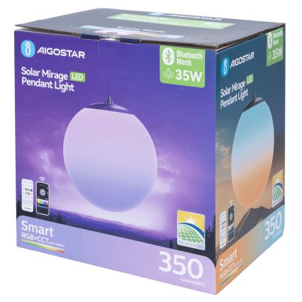 Aigostar - LED RGBW solarni luster s mogućnošću prigušivanja MESH LED/5W/3,7V 8000 mAh 2700K-6500K IP65 Ø 30 cm