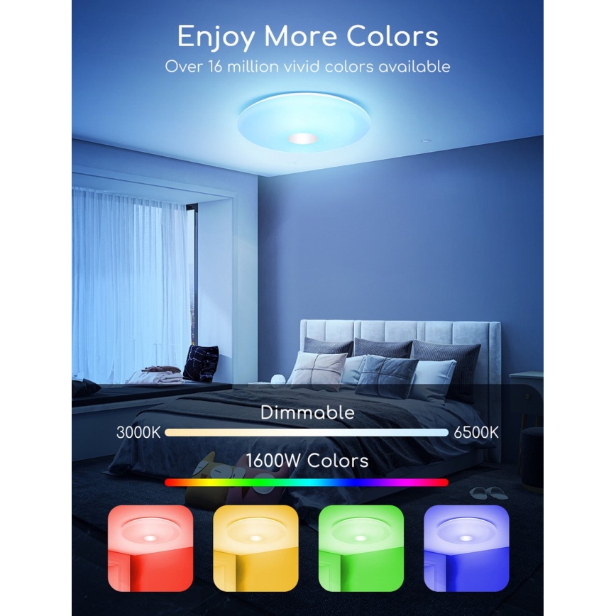 Aigostar - LED RGBW stropna svjetiljka s prigušivanjem 18W/230V promjer 34 cm Wi-Fi