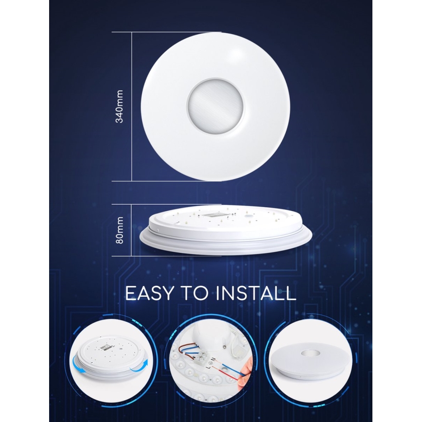 Aigostar - LED RGBW stropna svjetiljka s prigušivanjem 18W/230V promjer 34 cm Wi-Fi