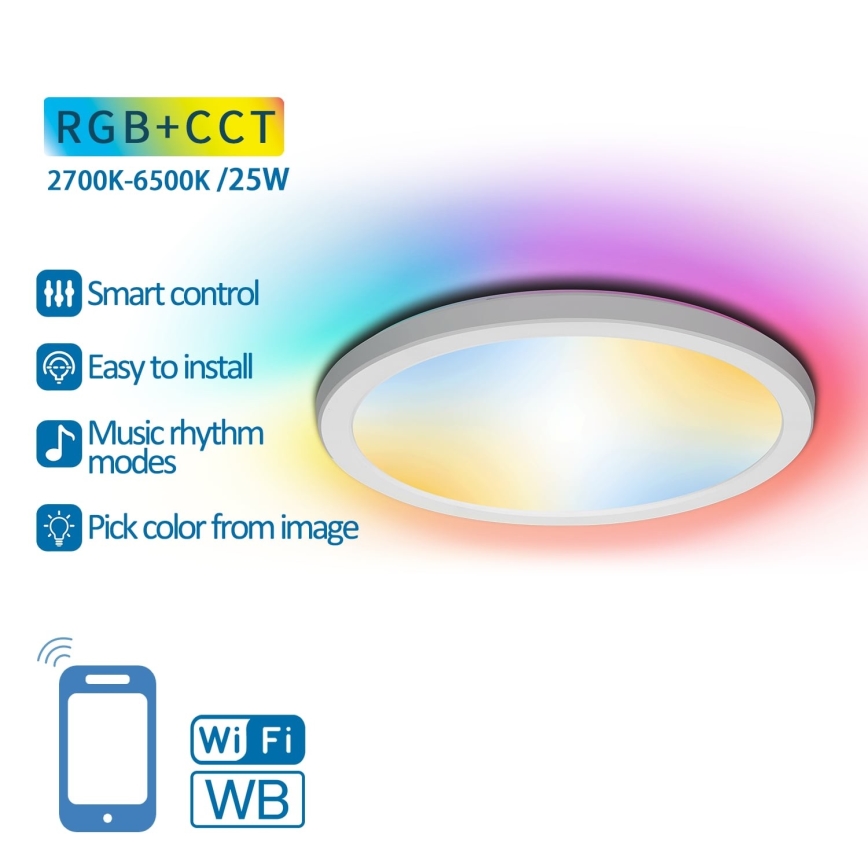 Aigostar - LED RGBW stropna svjetiljka s prigušivanjem LED/25W/230V 2700-6500K Wi-Fi