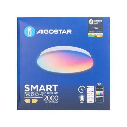Aigostar - LED RGBW Prigušiva stropna svjetiljka za kupaonicu MESH Smart LED/18W/230V 3000-6500K IP44 + daljinski upravljač