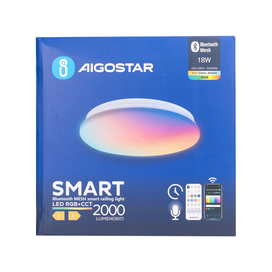 Aigostar - LED RGBW Prigušiva stropna svjetiljka za kupaonicu MESH Smart LED/18W/230V 3000-6500K IP44 + daljinski upravljač