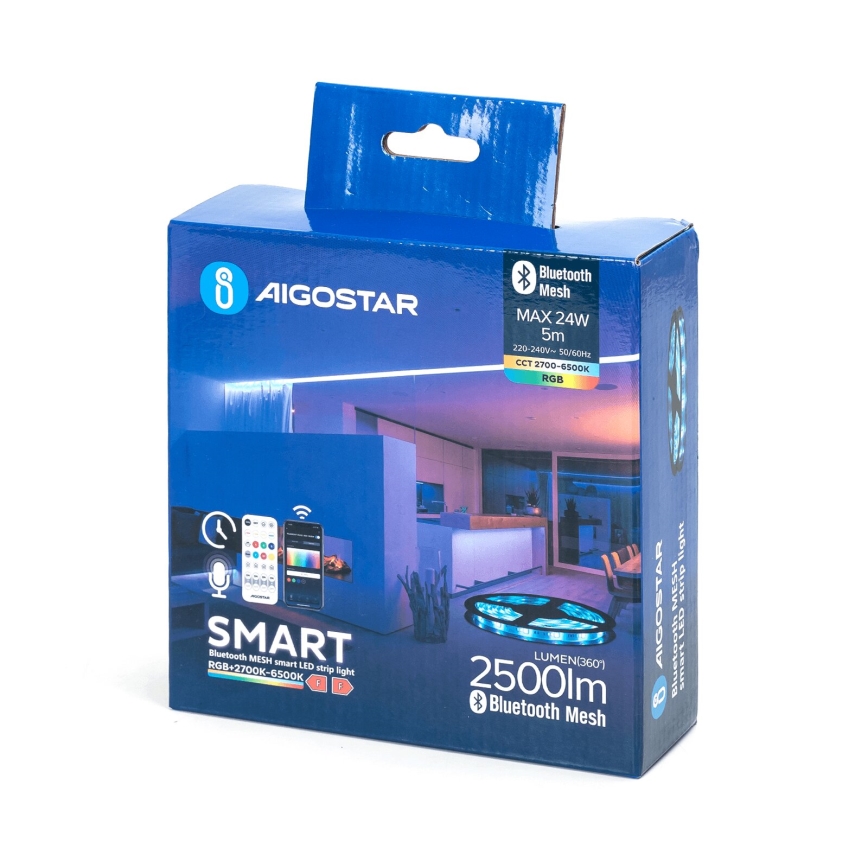 Aigostar - LED RGBW Prigušiva traka 5m MESH Smart LED/24W/230V 2700-6500K + daljinski upravljač