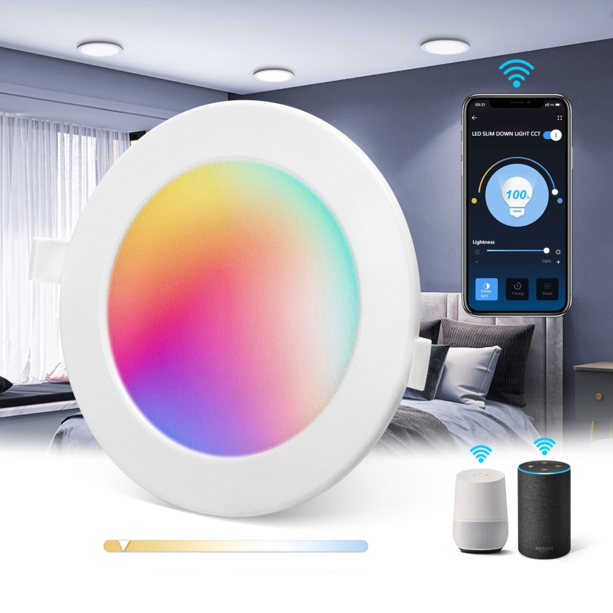 Aigostar - LED RGBW Ugradivo stropno svjetlo s prigušivanjem LED/9W/230V 2700-6500K promjer 14,5 cm Wi-Fi