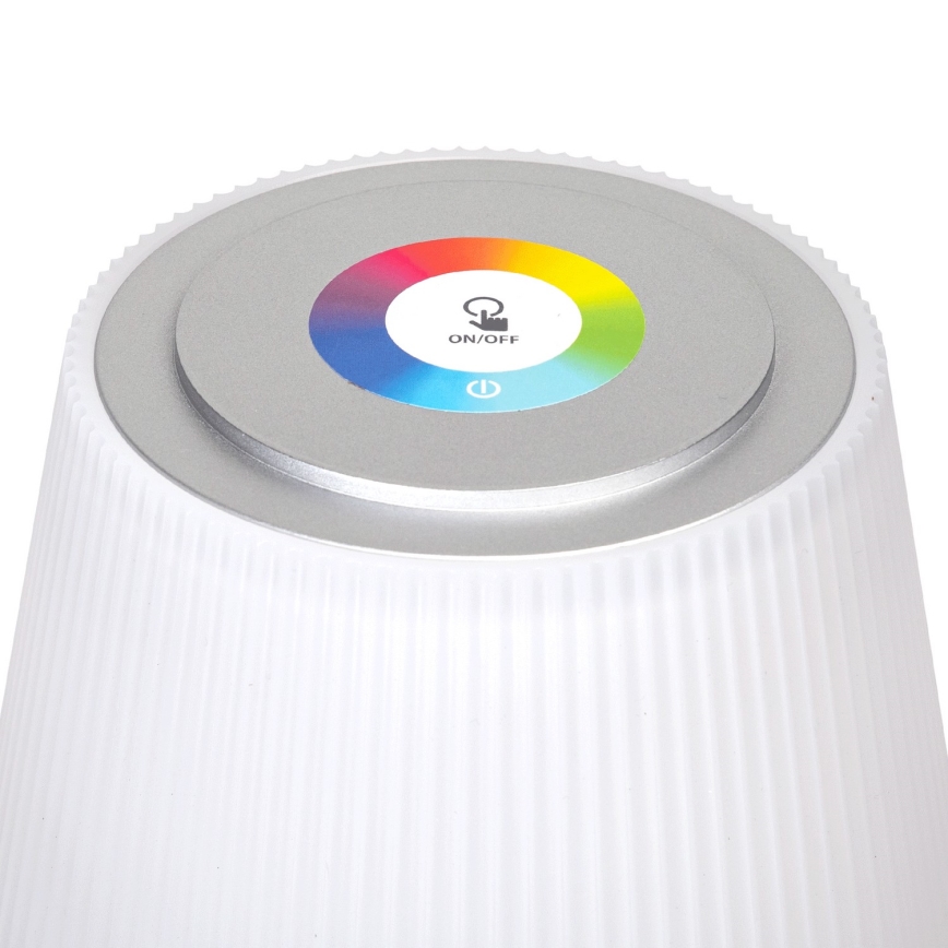 Aigostar - LED RGBW Vanjska prigušiva punjiva stolna lampa LED/4W/5V 3600mAh bijela/mat krom IP54
