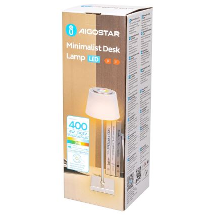 Aigostar - LED RGBW Vanjska prigušiva punjiva stolna lampa LED/4W/5V 3600mAh bijela/mat krom IP54