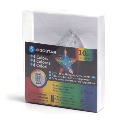 Aigostar - LED RGBY Božićna dekoracija 10xLED/3xAA zvijezda