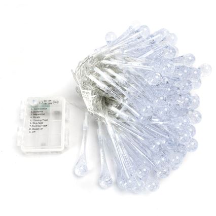 Aigostar - LED vanjski božićni niz 100 LED / 8 funkcija 3x AA 10 m IP44 višebojne kapljice