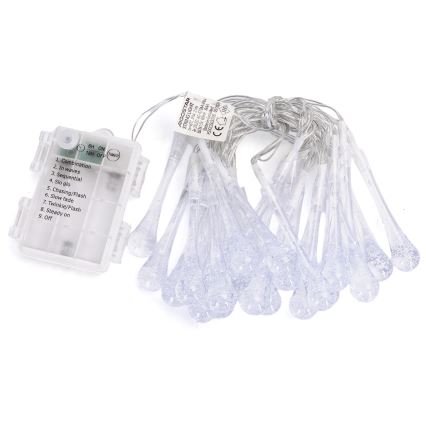 Aigostar - LED vanjski božićni niz 25xLED/8 funkcija 3xAA 2,5m IP44 višebojne kapljice